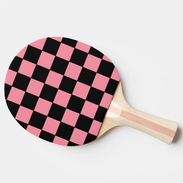 Pink and Black checkered  Ping Pong Paddle (Side)