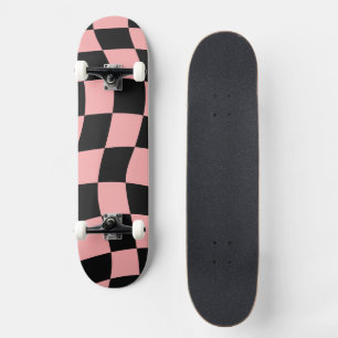 Pink and Black Checkered Skateboard