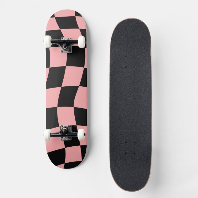 Pink and Black Checkered Skateboard (Front)