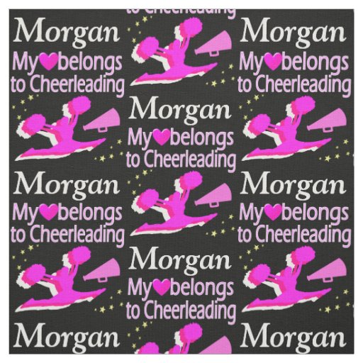 PINK AND BLACK CHEERLEADER LOVE PERSONALIZE FABRIC
