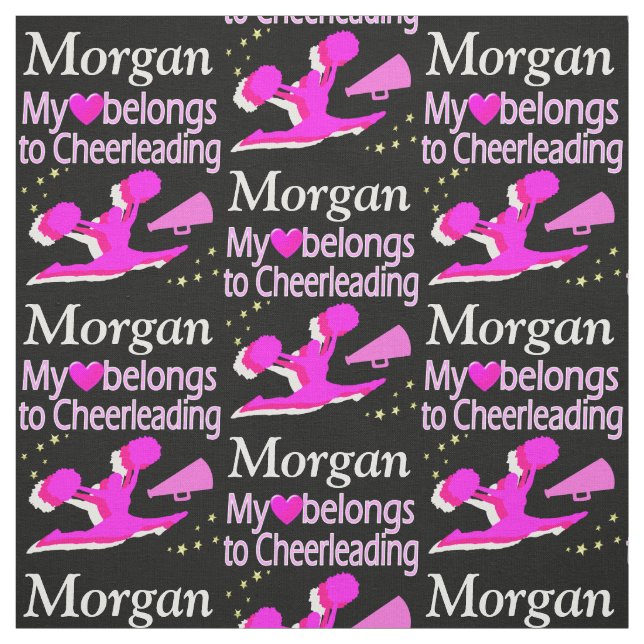 PINK AND BLACK CHEERLEADER LOVE PERSONALIZE FABRIC (Swatch)