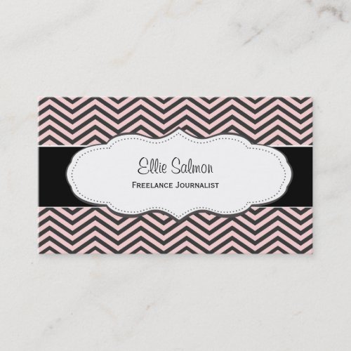 Pink and Black Chevron Classy Business Cards