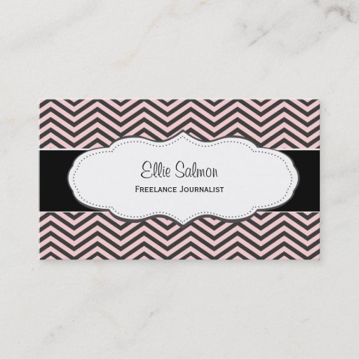 Customizable Pink and Black Chevron Classy Business Cards