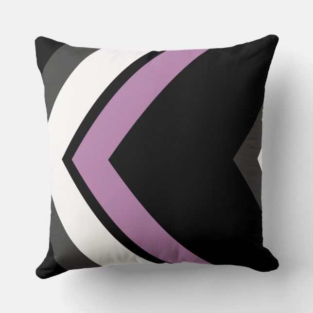 Pink and Black Chevron Pattern Throw Pillow (Back)
