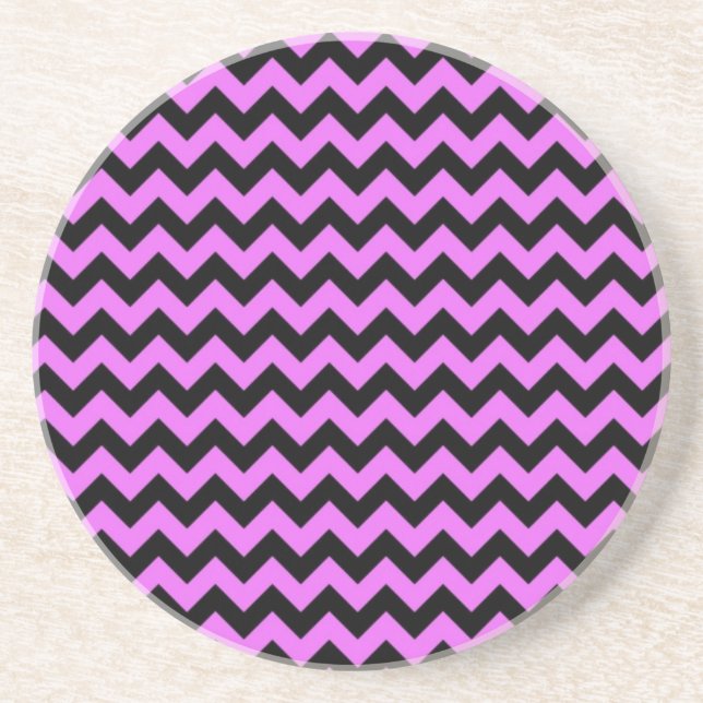 Pink and Black Chevron Sandstone Coaster (Front)
