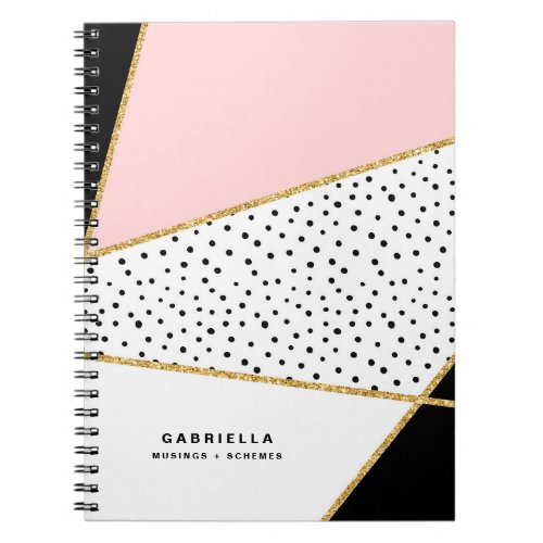 Pink and Black Chic Abstract Pattern Notebook