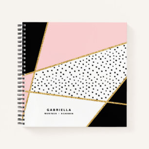 Pink and Black Chic Abstract Pattern Personalized Notebook