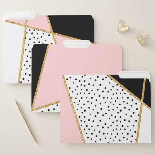 Pink and Black Chic Abstract Pattern Set File Folder