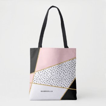 Pink And Black Chic Abstract Pattern Tote Bag by KeikoPrints at Zazzle