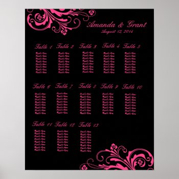 Pink And Black Chic Flourish Seating Chart by TheBrideShop at Zazzle