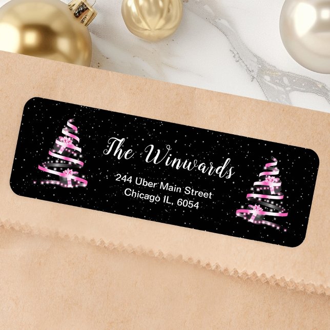 Pink and Black Christmas Tree Label (Creator Uploaded)