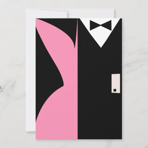 Pink and Black Cocktail Dress Dinner Party Invitation