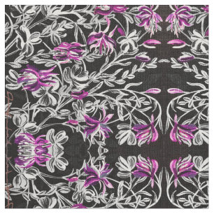 Pink and Black Columbine Fabric