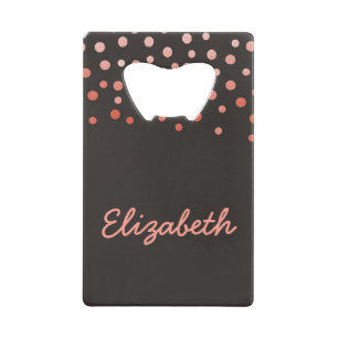 Pink and black confetti credit card bottle opener
