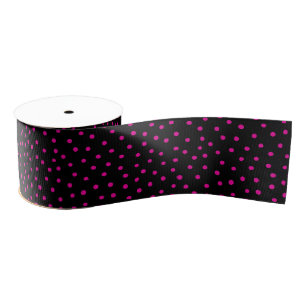 Pink And Black Confetti Dots Pattern Grosgrain Ribbon