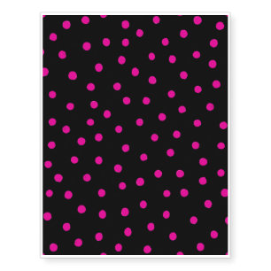 Pink And Black Confetti Dots Pattern Temporary Tattoos