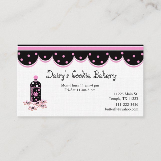 Pink and Black Cookie Jar Business Card (Front)