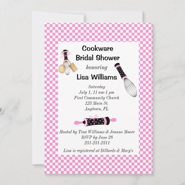 Pink and Black Cookware Bridal Shower Invitation (Front)
