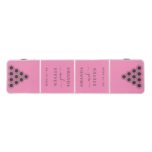 Pink and Black Couple Names with WeddingDate Beer Pong Table