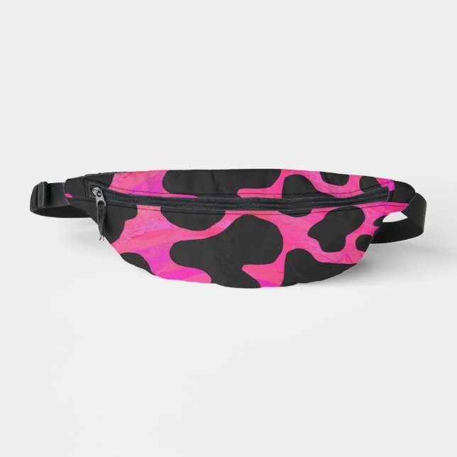 Pink and Black Cow Pattern Fanny Pack (Front)