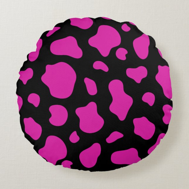 Pink And Black Cow Print Decorative Pillow (Front)