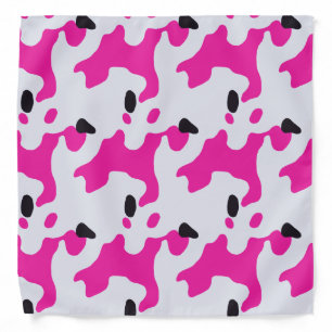 Pink and Black Cow Print Pattern Bandana