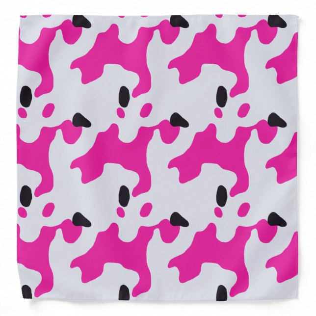 Pink and Black Cow Print Pattern Bandana (Front)