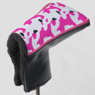 Pink and Black Cow Print Pattern Golf Head Cover