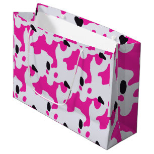 Pink and Black Cow Print Pattern Large Gift Bag