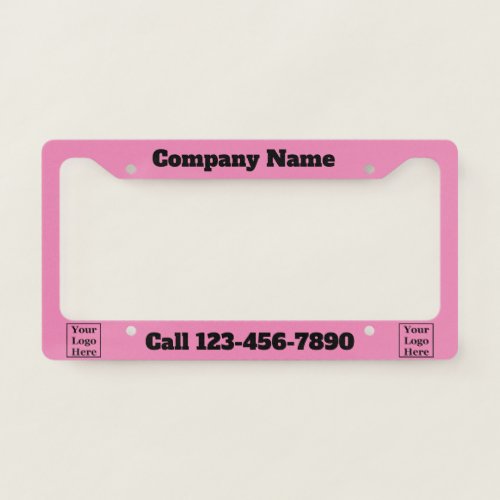 Pink and Black Create Your Own Your Logo Here License Plate Frame