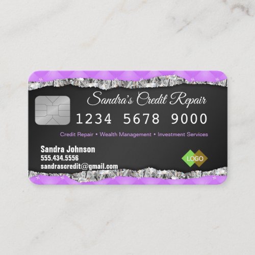 Pink and Black Credit Card Diamond Business Card