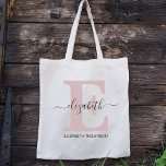 Pink and Black Custom Bridal Party Bridesmaid Gift Tote Bag<br><div class="desc">Are you looking for a unique and personalized gift for your bridesmaids? Look no further than our pink and black custom bridal party bridesmaid gift tote bags! Each tote bag is customized with your bridesmaid's initials and can be used as a personal bag or as a gift for the bride....</div>