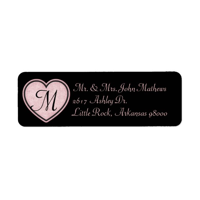 Pink and Black Custom Return Address Label (Front)