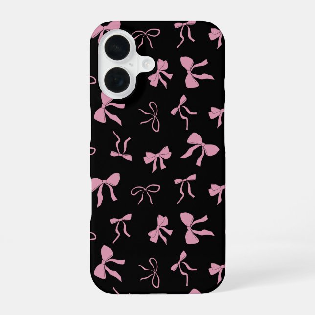 Pink and Black Cute Bows iPhone Case (Back)