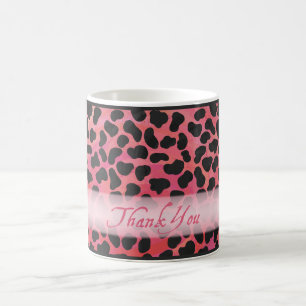 Pink and Black Dalmatian Pattern Thank You Coffee Mug