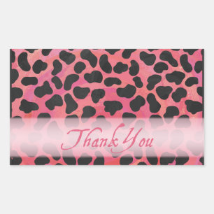 Pink and Black Dalmatian Pattern Thank You Rectangular Sticker