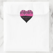 Pink and Black Damask 1.5" Heart Shape Sticker (Bag)