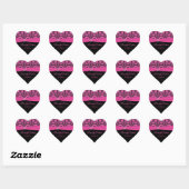 Pink and Black Damask 1.5" Heart Shape Sticker (Sheet)