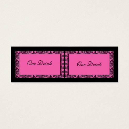Pink and Black Damask Drink Tickets Business Card Template