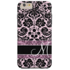 Pink and Black Damask Pattern with Monogram