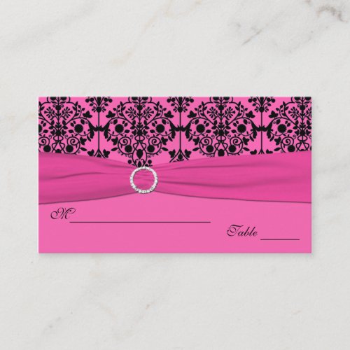Pink and Black Damask Placecards Business Card Templates