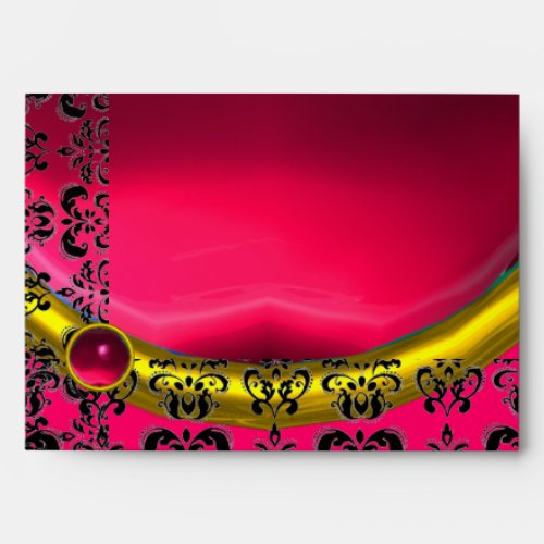 PINK AND BLACK DAMASK RED RUBY fuchsia Envelope