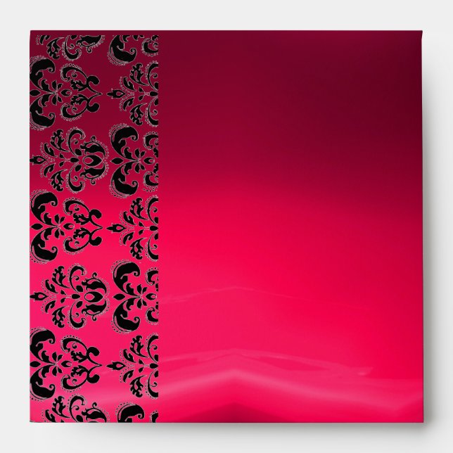 PINK AND BLACK DAMASK RED RUBY fuchsia Envelope (Front)
