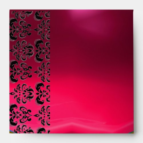 PINK AND BLACK DAMASK RED RUBY fuchsia Envelope