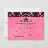 Pink and Black Damask Reply Card (Back)
