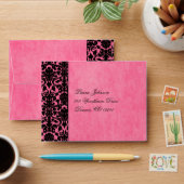 Pink and Black Damask Return Address A2 Envelope (Desk)