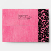 Pink and Black Damask Return Address A7 Envelope (Back (Top Flap))