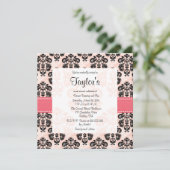 Pink and Black Damask Sweet Sixteen Invitations (Standing Front)