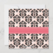 Pink and Black Damask Sweet Sixteen Invitations (Back)