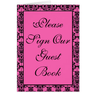 Pink and Black Damask Table Number Card